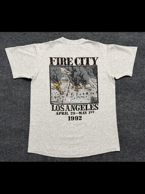 Vintage 90s Rodney King LA Riots T-Shirt Fire City Protest Tee Los Angeles L